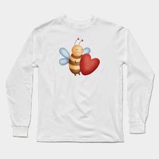 Cute Bee With Heart Long Sleeve T-Shirt